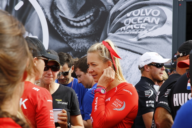 Sailors terass Sailors meet upp before take off. Volvo Ocean Race 2017-18