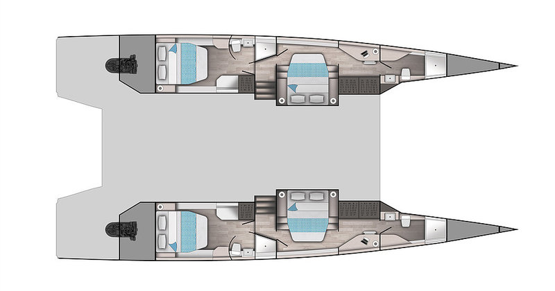 4 Cabin Layout McConaghy MC60, a brand new performance cruiser catamaran