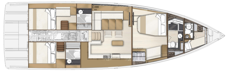 JEANNEAU YACHTS 55 - Layout JEANNEAU YACHTS 55 presented on Salon Nautico 2025 in Barcelona